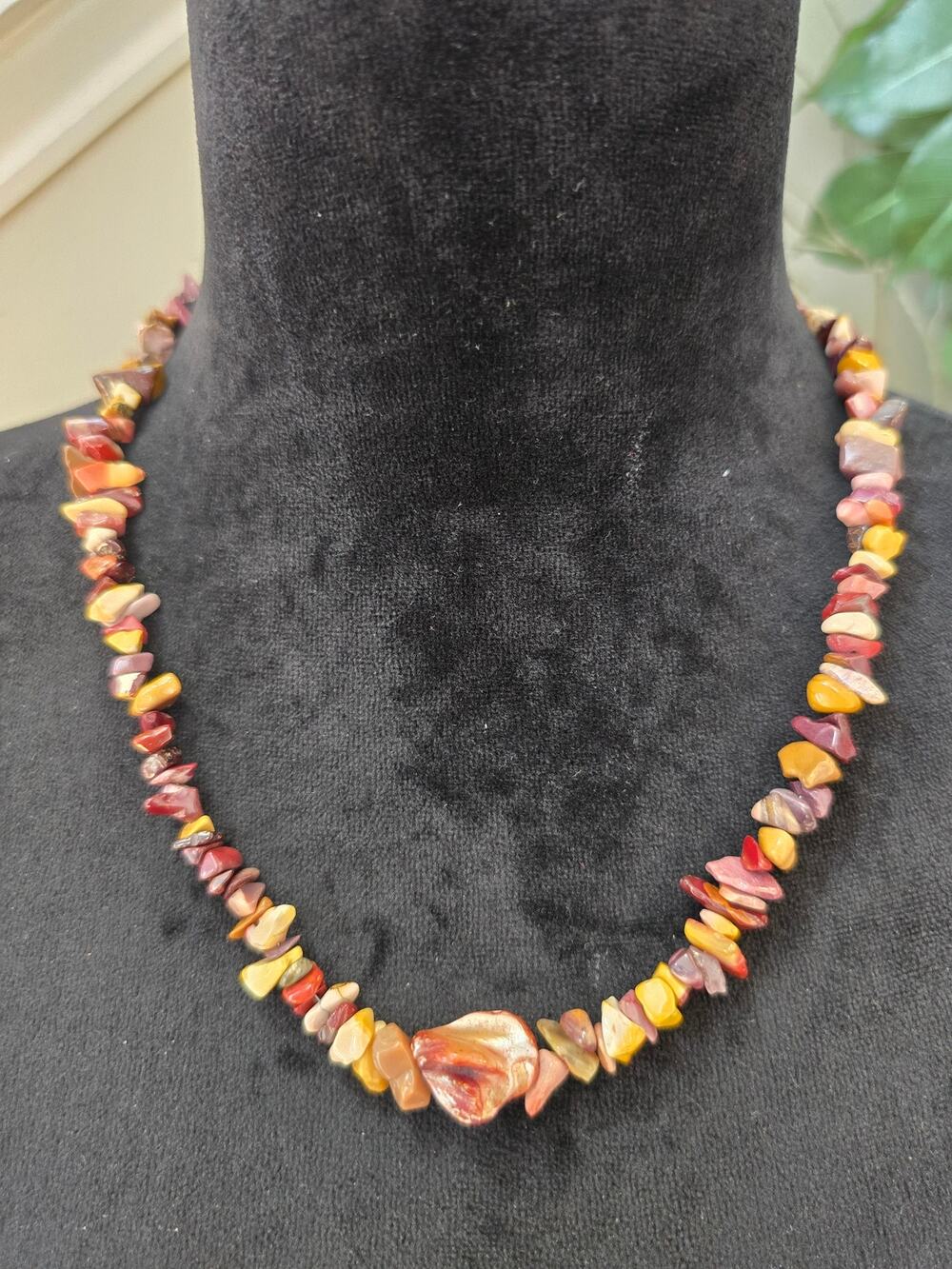 Multicolor Stone Chip Beaded Necklace Boho Statement Jewelry